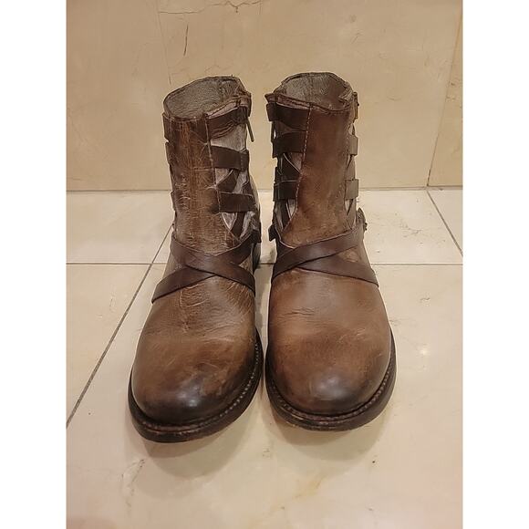 Freebird By Steven Sammi Brown Leather Ankle Boots Size 8 - Picture 2 of 14